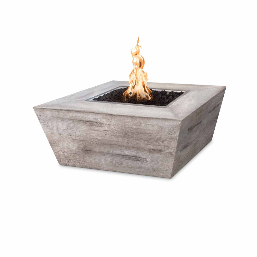 The Outdoors Plus OPT-PLMS36LWEKIT-EBN-LP Square Plymouth Wood Grain Fire Pit 36" x 36" - 16" tall - 110V Plug & Play Electronic Ignition - Ebony - Liquid Propane